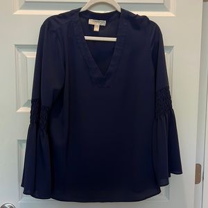 Michael Kors navy bell sleeve blouse